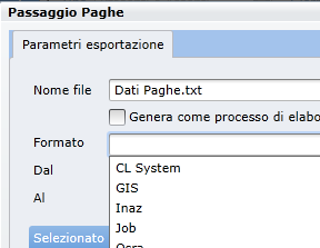 Esportazione file paghe